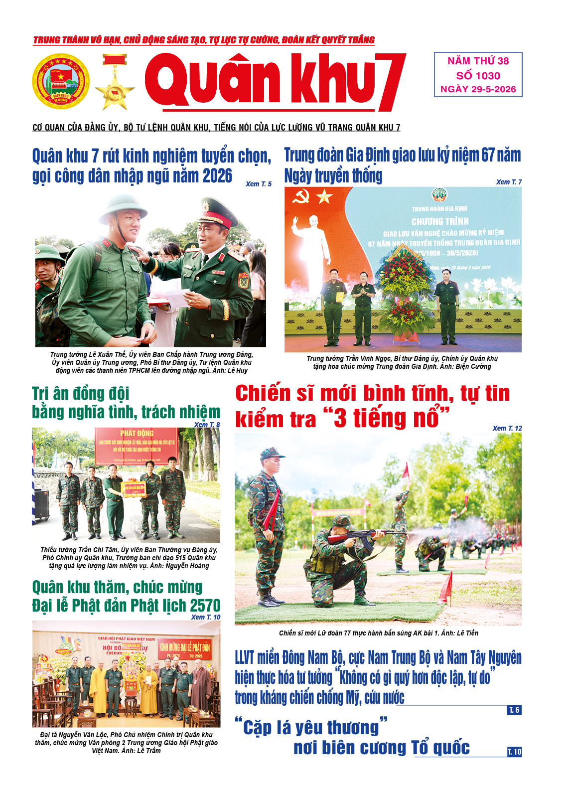 Báo Quân Khu 7 số 1030 ra ngày 29/05/2026