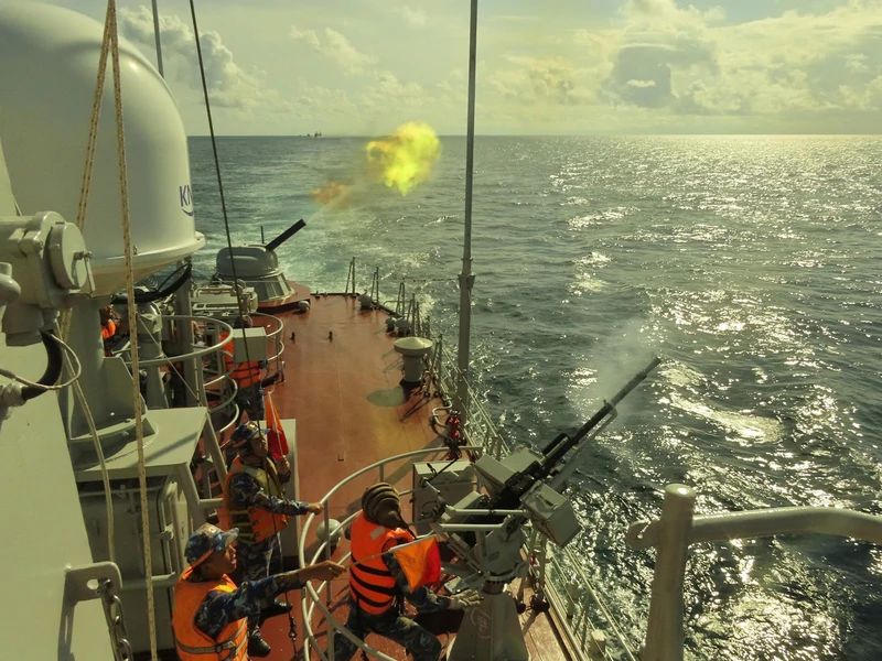  Vùng 2 Hải quân kiểm tra bắn đạn thật trên biển

